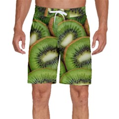 Kiwi Texture, Background With Kiwi, Fruits, Kiwi Men s Beach Shorts by kyorashop23