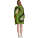 Kiwi Texture, Background With Kiwi, Fruits, Kiwi Open Front 3/4 Sleeve Batwing Chiffon Cardigan Kimono View4