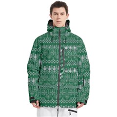 Christmas Knit Digital Men s Multi Pockets Zip Ski And Snowboard Waterproof Breathable Jacket by Mariart