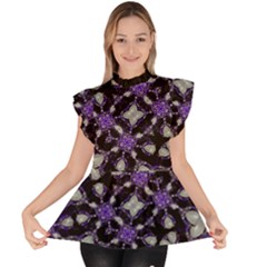 Gothic Radiance Ruffle Collar Short Sleeve Chiffon Top by dflcprintsclothing