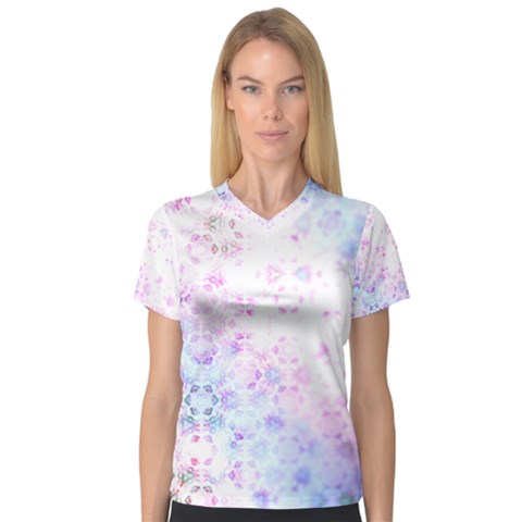 Digital Art Artwork Abstract Pink Purple V-neck Sport Mesh T-shirt by Dutashop