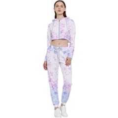 Digital Art Artwork Abstract Pink Purple Cropped Zip Up Lounge Set by Dutashop