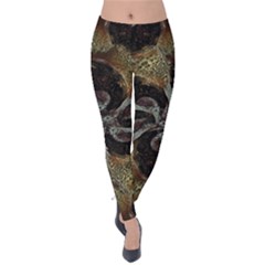 Abstract Ornate Organic Texture Design Print Velvet Leggings by dflcprintsclothing