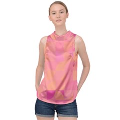 Geometric Pink Ocean  High Neck Satin Top by ConteMonfrey