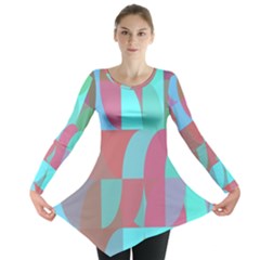 Geometric Ocean Purple Blue Pink Long Sleeve Tunic  by ConteMonfrey