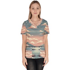 Artwork Painting Sculpture Nature Women s V-neck Scrub Top by Salmanaz77