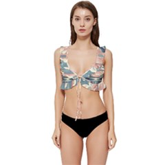 Artwork Painting Sculpture Nature Low Cut Ruffle Edge Bikini Top by Salmanaz77