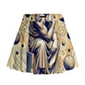 Thinker Sculpture Design Geometric Mini Flare Skirt View1