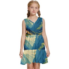 Mountains Nature Forest Landscape Kids  Sleeveless Tiered Mini Dress by Salmanaz77