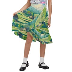 Countryside Meadow Rural Bloom Kids  Ruffle Flared Wrap Midi Skirt by Salmanaz77