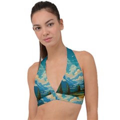 Mountains Rural Countryside Sky Halter Plunge Bikini Top by Salmanaz77