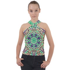 Cold Colors Mandala   Cross Neck Velour Top by ConteMonfrey