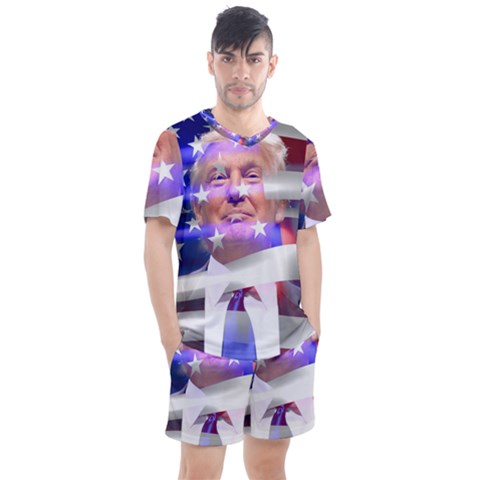 Donald Trump Flag Men s Mesh T-shirt And Shorts Set by vintagetrump