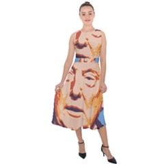 Orange Donald Trump Midi Tie-back Chiffon Dress by vintagetrump