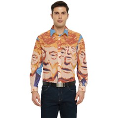 Orange Donald Trump Men s Long Sleeve Pocket Shirt  by vintagetrump