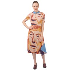 Orange Donald Trump Keyhole Neckline Chiffon Dress by vintagetrump