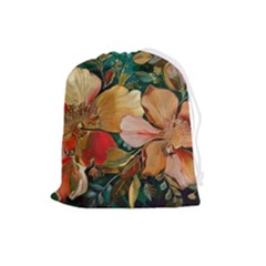  Floral Design 03 Drawstring Pouch (large) by myclothy