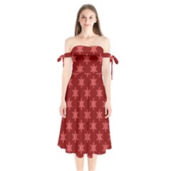 Illustrations Red Abstract Pattern Seamless Texture Shoulder Tie Bardot Midi Dress by Hannah976