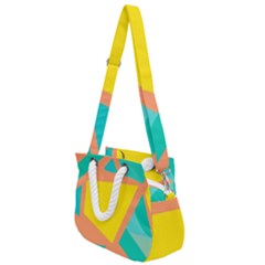 Geometric Design 02 Rope Handles Shoulder Strap Bag by myclothy