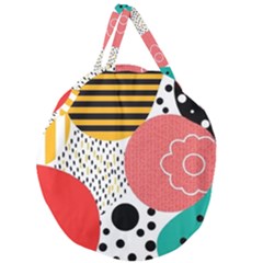 Geometric Design 07 Giant Round Zipper Tote by myclothy