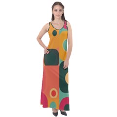 Geometric Design 08 Sleeveless Velour Maxi Dress by myclothy