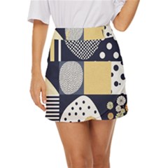 Geometric Design 10 Mini Front Wrap Skirt by myclothy