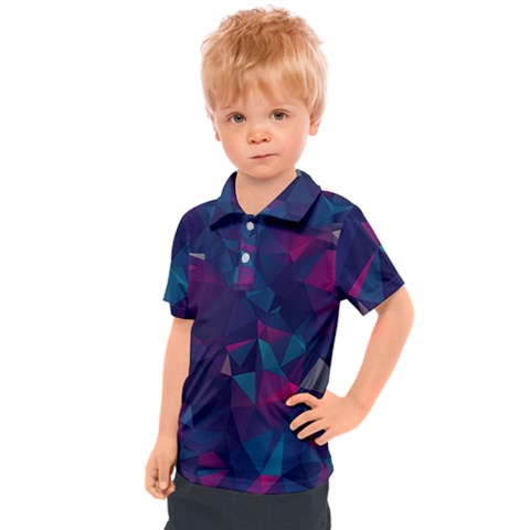 Turquoise Abstract Black Galaxy Pattern Turquoise Kids  Polo T-shirt by Bedest