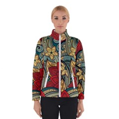 Pattern Shape Colorful Flower Leaves Women s Bomber Jacket by Posterlux