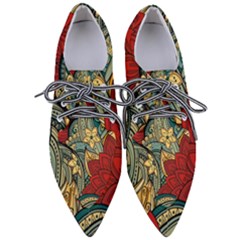 Pattern Shape Colorful Flower Leaves Pointed Oxford Shoes by Posterlux