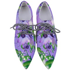 Purple Flower Nature Pointed Oxford Shoes by Posterlux