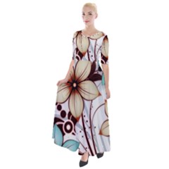 Flowers Flowers Pattern Half Sleeves Maxi Dress by Posterlux