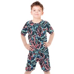 Leaves Pattern Patterns Colorful Kids  T-shirt And Shorts Set by Posterlux