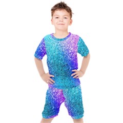 Rainbow Colors Colorful Pattern Kids  T-shirt And Shorts Set by Posterlux