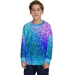 Rainbow Colors Colorful Pattern Kids  Crewneck Sweatshirt by Posterlux