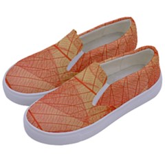 Abstract Texture Of Colorful Bright Pattern Of Transparent Leaves Of Orange And Yellow Color Kids  Canvas Slip Ons by Posterlux