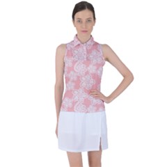 Lace White Ornamental Textile Women s Sleeveless Polo T-shirt by Paksenen