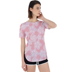 Lace White Ornamental Textile Perpetual Short Sleeve T-shirt by Paksenen