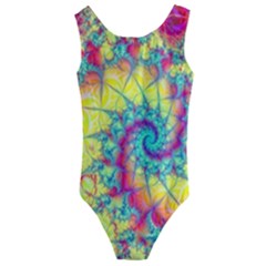 Fractal Spiral Abstract Background Vortex Yellow Kids  Cut-out Back One Piece Swimsuit by Ket1n9