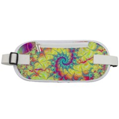 Fractal Spiral Abstract Background Vortex Yellow Rounded Waist Pouch by Ket1n9