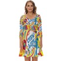 Colorful City Life Horizontal Seamless Pattern Urban City Shoulder Cut Out Zip Up Dress View1