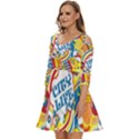 Colorful City Life Horizontal Seamless Pattern Urban City Shoulder Cut Out Zip Up Dress View2