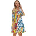 Colorful City Life Horizontal Seamless Pattern Urban City Shoulder Cut Out Zip Up Dress View3