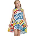 Colorful City Life Horizontal Seamless Pattern Urban City Kids  Frill Swing Dress View1