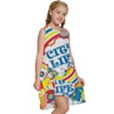 Colorful City Life Horizontal Seamless Pattern Urban City Kids  Frill Swing Dress View3