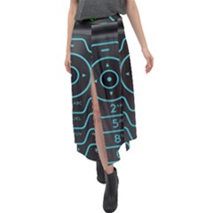 Retro Mobile Device Output Device Velour Split Maxi Skirt by Bedest