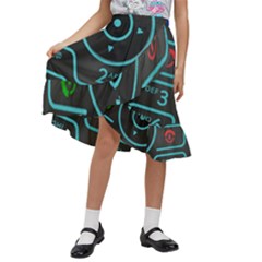 Retro Mobile Device Output Device Kids  Ruffle Flared Wrap Midi Skirt by Bedest