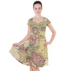 Retro Old Vintage Map Of Europe Cap Sleeve Midi Dress by Bedest