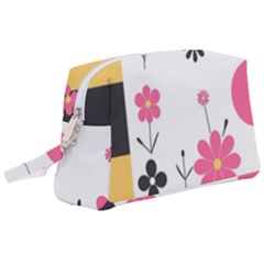  Minimalist Pattern With Simple Lines,flower And Shapes, Creating A Clean And Modern Wristlet Pouch Bag (large) by myclothy