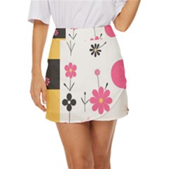  Minimalist Pattern With Simple Lines,flower And Shapes, Creating A Clean And Modern Mini Front Wrap Skirt by myclothy