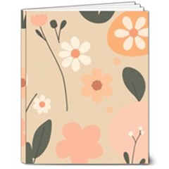 Minimalist Pattern With Simple Lines,flower And Shapes, Creating A Clean And Modern 8  X 10  Hardcover Notebook by myclothy